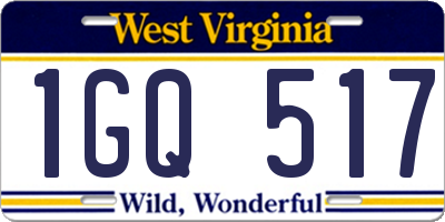 WV license plate 1GQ517