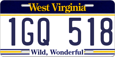 WV license plate 1GQ518