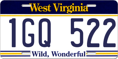 WV license plate 1GQ522