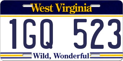 WV license plate 1GQ523