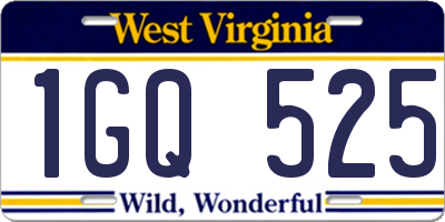 WV license plate 1GQ525