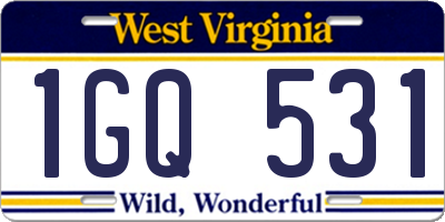 WV license plate 1GQ531