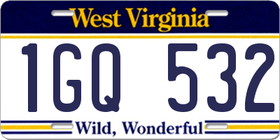 WV license plate 1GQ532