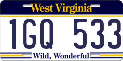 WV license plate 1GQ533