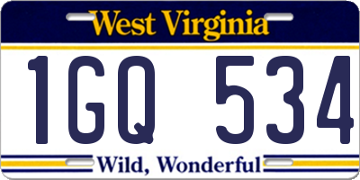 WV license plate 1GQ534