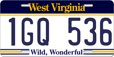 WV license plate 1GQ536