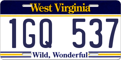 WV license plate 1GQ537