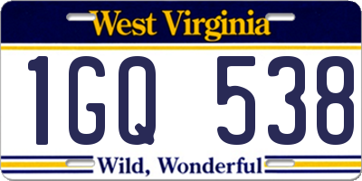 WV license plate 1GQ538
