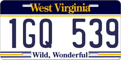 WV license plate 1GQ539