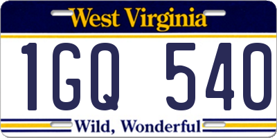 WV license plate 1GQ540