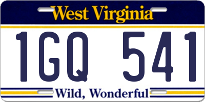 WV license plate 1GQ541