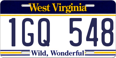 WV license plate 1GQ548