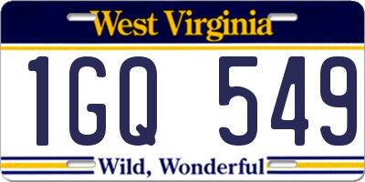 WV license plate 1GQ549
