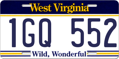 WV license plate 1GQ552