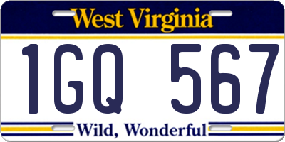 WV license plate 1GQ567