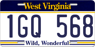 WV license plate 1GQ568