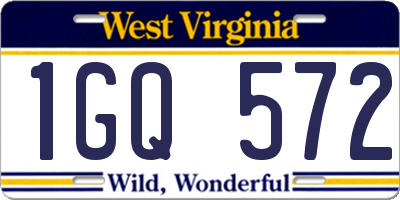 WV license plate 1GQ572
