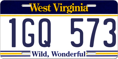 WV license plate 1GQ573