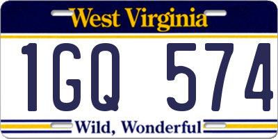 WV license plate 1GQ574