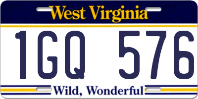 WV license plate 1GQ576