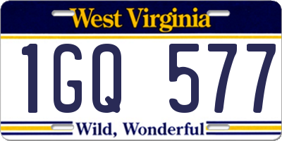 WV license plate 1GQ577