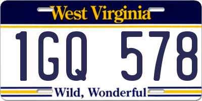 WV license plate 1GQ578