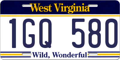 WV license plate 1GQ580