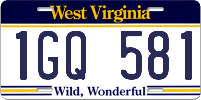 WV license plate 1GQ581