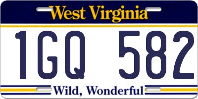WV license plate 1GQ582