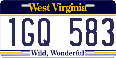 WV license plate 1GQ583