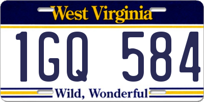 WV license plate 1GQ584