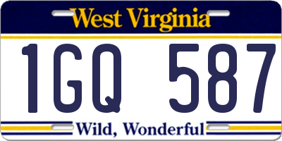 WV license plate 1GQ587