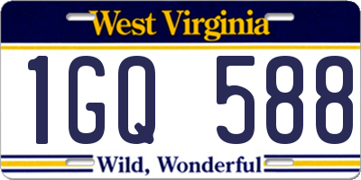 WV license plate 1GQ588
