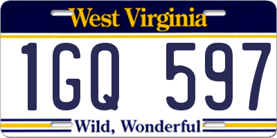 WV license plate 1GQ597
