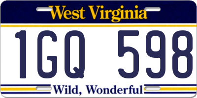 WV license plate 1GQ598