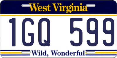 WV license plate 1GQ599