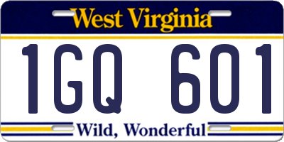 WV license plate 1GQ601