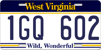 WV license plate 1GQ602