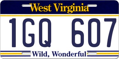 WV license plate 1GQ607
