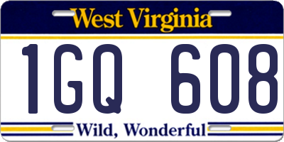 WV license plate 1GQ608