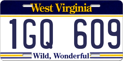 WV license plate 1GQ609