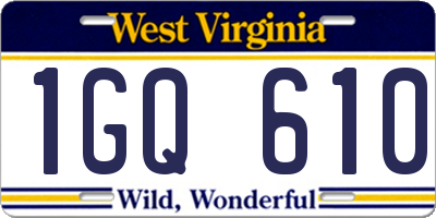 WV license plate 1GQ610