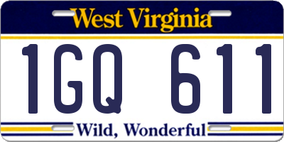 WV license plate 1GQ611
