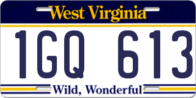 WV license plate 1GQ613