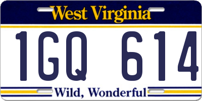 WV license plate 1GQ614