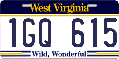 WV license plate 1GQ615