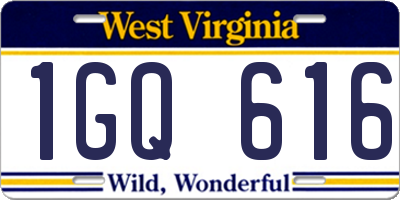 WV license plate 1GQ616