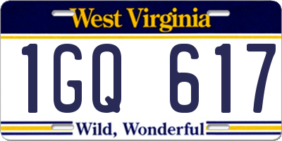 WV license plate 1GQ617