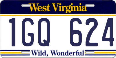 WV license plate 1GQ624