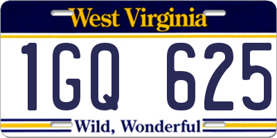 WV license plate 1GQ625